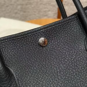 Hermes Garden Party 36 Bag Handmade In Vache Country Calfskin Leather Silver Hardware 89 Noir - Image 4