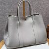 Hermes Garden Party 36 Bag Handmade In Vache Country Calfskin Leather Silver Hardware 8L Beton