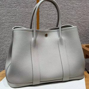 Hermes Garden Party 36 Bag Handmade In Vache Country Calfskin Leather Silver Hardware 8L Beton - Image 2