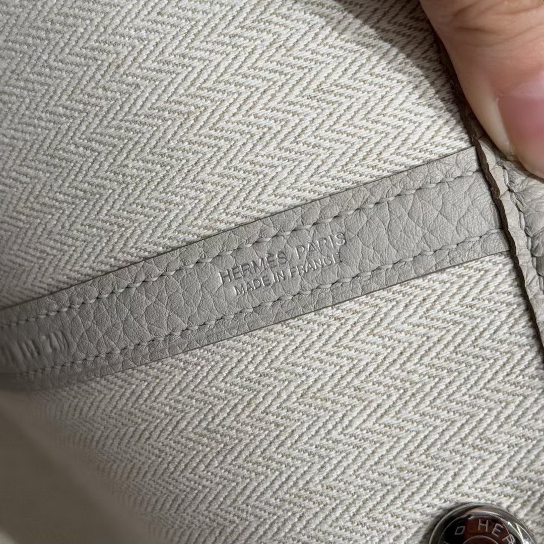 Hermes Garden Party 36 Bag Handmade In Vache Country Calfskin Leather Silver Hardware 8L Beton - Image 11
