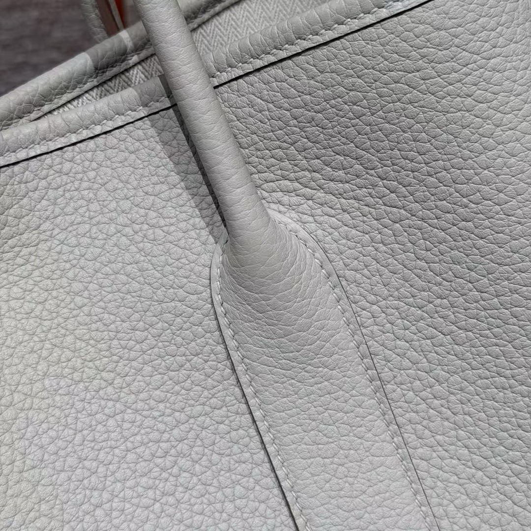 Hermes Garden Party 36 Bag Handmade In Vache Country Calfskin Leather Silver Hardware 8L Beton - Image 4