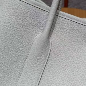 Hermes Garden Party 36 Bag Handmade In Vache Country Calfskin Leather Silver Hardware 8L Beton - Image 3