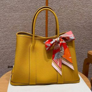 Hermes Garden Party 36 Bag Handmade In Vache Country Calfskin Leather Silver Hardware 9D Jaune
