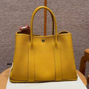 Hermes Garden Party 36 Bag Handmade In Vache Country Calfskin Leather Silver Hardware 9D Jaune - Image 2