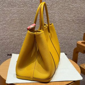 Hermes Garden Party 36 Bag Handmade In Vache Country Calfskin Leather Silver Hardware 9D Jaune - Image 13