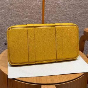 Hermes Garden Party 36 Bag Handmade In Vache Country Calfskin Leather Silver Hardware 9D Jaune - Image 11