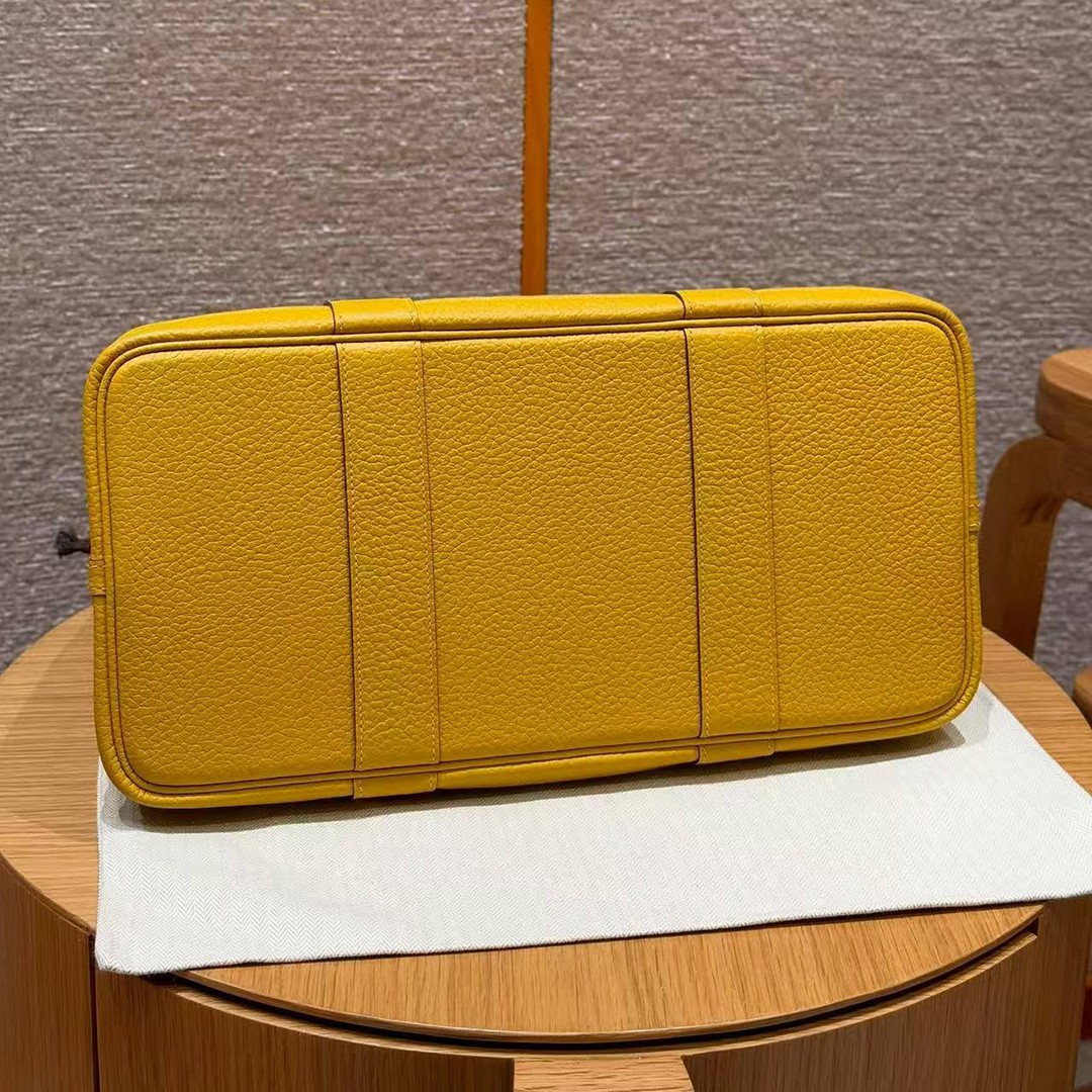 Hermes Garden Party 36 Bag Handmade In Vache Country Calfskin Leather Silver Hardware 9D Jaune - Image 11