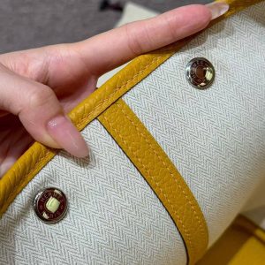Hermes Garden Party 36 Bag Handmade In Vache Country Calfskin Leather Silver Hardware 9D Jaune - Image 5