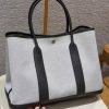 Hermes Garden Party 36 Bag Handmade In Negonda Calfskin Leather And Canvas Silver Hardware Ecru Ebene