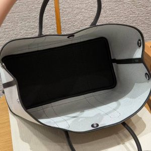 Hermes Garden Party 36 Bag Handmade In Negonda Calfskin Leather And Canvas Silver Hardware Ecru Ebene - Image 16