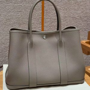Hermes Garden Party 36 Bag Handmade In Vache Country Calfskin Leather Silver Hardware M8 Girs Asphalted - Image 2
