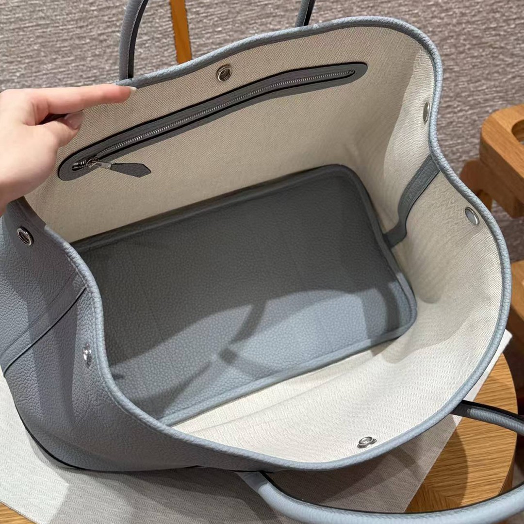 Hermes Garden Party 36 Bag Handmade In Vache Country Calfskin Leather Silver Hardware P0 Girs Pantin - Image 9