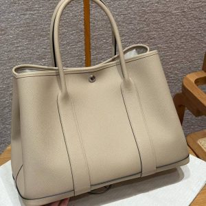 Hermes Garden Party 36 Bag Handmade In Epsom Calfskin Leather Silver Hardware S2 Trench