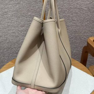 Hermes Garden Party 36 Bag Handmade In Epsom Calfskin Leather Silver Hardware S2 Trench - Image 18