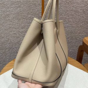 Hermes Garden Party 36 Bag Handmade In Epsom Calfskin Leather Silver Hardware S2 Trench - Image 17