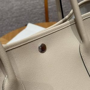 Hermes Garden Party 36 Bag Handmade In Epsom Calfskin Leather Silver Hardware S2 Trench - Image 12