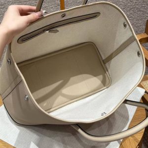 Hermes Garden Party 36 Bag Handmade In Epsom Calfskin Leather Silver Hardware S2 Trench - Image 10
