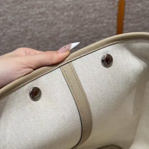 Hermes Garden Party 36 Bag Handmade In Epsom Calfskin Leather Silver Hardware S2 Trench - Image 4