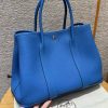 Hermes Garden Party 36 Bag Handmade In Negonda Calfskin Leather Silver Hardware T7 Blue Hydra