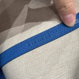 Hermes Garden Party 36 Bag Handmade In Negonda Calfskin Leather Silver Hardware T7 Blue Hydra - Image 19