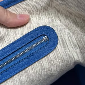 Hermes Garden Party 36 Bag Handmade In Negonda Calfskin Leather Silver Hardware T7 Blue Hydra - Image 12