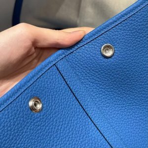 Hermes Garden Party 36 Bag Handmade In Negonda Calfskin Leather Silver Hardware T7 Blue Hydra - Image 11