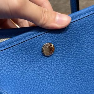 Hermes Garden Party 36 Bag Handmade In Negonda Calfskin Leather Silver Hardware T7 Blue Hydra - Image 6