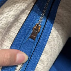 Hermes Garden Party 36 Bag Handmade In Negonda Calfskin Leather Silver Hardware T7 Blue Hydra - Image 3