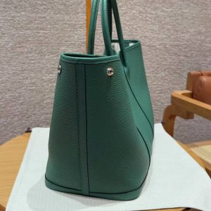 Hermes Garden Party 36 Bag Handmade In Vache Country Calfskin Leather Silver Hardware U4 Vert Vertigo - Image 17