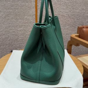 Hermes Garden Party 36 Bag Handmade In Vache Country Calfskin Leather Silver Hardware U4 Vert Vertigo - Image 15