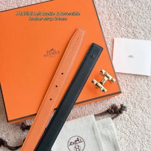 Hermes H Infini Belt Buckle & Reversible Leather Strap 24 mm Swift and Epsom Calfskin Gold Blanc - Image 8