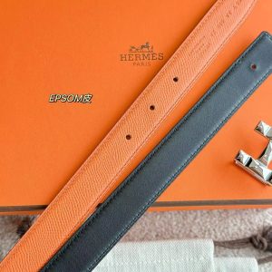 Hermes H Infini Belt Buckle & Reversible Leather Strap 24 mm Swift and Epsom Calfskin Gold Blanc - Image 3