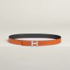 Hermes H Infini Belt Buckle & Reversible Leather Strap 24 mm Swift and Epsom Calfskin Gold Blanc
