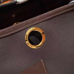Hermes Herbag Zip 31 Bag Retourne T3 Bai Brun 46 Ebene 89 Noir Handmade In Canvas and Hunter Cowhide Gold Hardware - Image 7