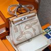 Hermes Herbag Zip 31 Bag Retourne Naturel Sable Ecru Beige Naturel Sable Handmade In Canvas and Hunter Cowhide Silver Hardware