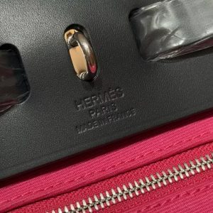 Hermes Herbag Zip 31 Bag Retourne 9i Magnolia 73 Blue Saphir Handmade In Canvas and Hunter Cowhide Silver Hardware - Image 13