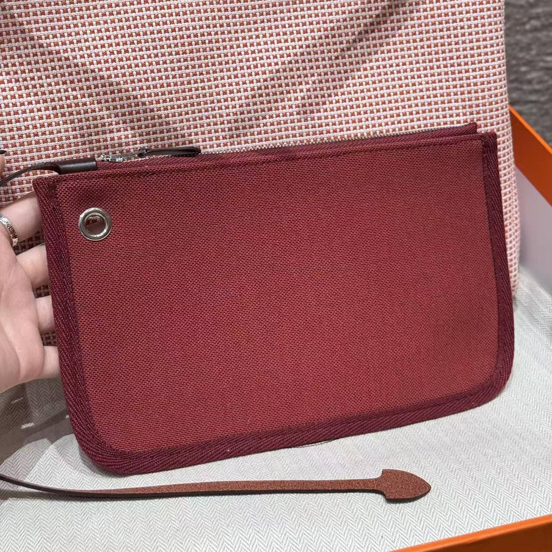Hermes Herbag Zip 31 Bag Retourne Farbe écru Brique Mauve Pale Rouge Sellier Handmade In Canvas and Hunter Cowhide Silver Hardware - Image 5