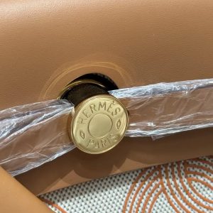 Hermes Herbag Zip 31 Bag Retourne Orange Mécano Ecru Beige Nature Handmade In Canvas and Hunter Cowhide Gold Hardware - Image 22