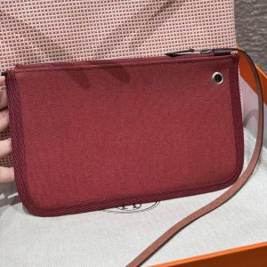 Hermes Herbag Zip 31 Bag Retourne Farbe écru Brique Mauve Pale Rouge Sellier Handmade In Canvas and Hunter Cowhide Silver Hardware - Image 10