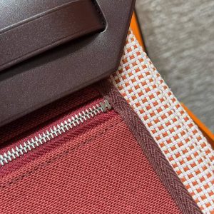 Hermes Herbag Zip 31 Bag Retourne Farbe écru Brique Mauve Pale Rouge Sellier Handmade In Canvas and Hunter Cowhide Silver Hardware - Image 19