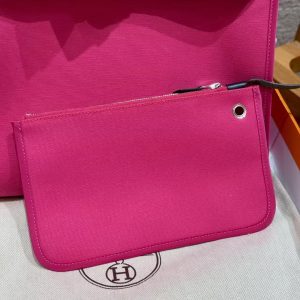 Hermes Herbag Zip 31 Bag Retourne 9i Magnolia 73 Blue Saphir Handmade In Canvas and Hunter Cowhide Silver Hardware - Image 8