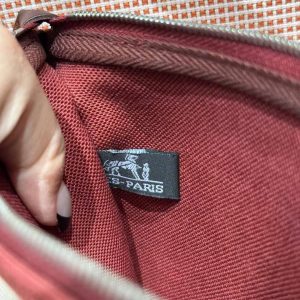 Hermes Herbag Zip 31 Bag Retourne Farbe écru Brique Mauve Pale Rouge Sellier Handmade In Canvas and Hunter Cowhide Silver Hardware - Image 8