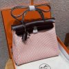 Hermes Herbag Zip 31 Bag Retourne Farbe écru Brique Mauve Pale Rouge Sellier Handmade In Canvas and Hunter Cowhide Silver Hardware
