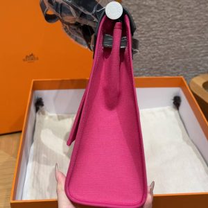 Hermes Herbag Zip 31 Bag Retourne 9i Magnolia 73 Blue Saphir Handmade In Canvas and Hunter Cowhide Silver Hardware - Image 18