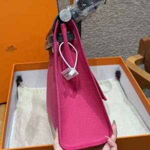 Hermes Herbag Zip 31 Bag Retourne 9i Magnolia 73 Blue Saphir Handmade In Canvas and Hunter Cowhide Silver Hardware - Image 17