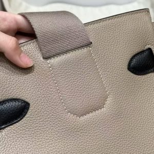 Hac a Dos PM Backpack Handmade In Togo Calfskin Leather Silver Hardware 81 Girs Tourterlle 89 Noir - Image 17