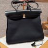 Herbag Messenger 39 Bag Noir Handmade In Canvas and Hunter Cowhide Gold Hardware 01