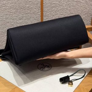 Hermes Herbag Messenger 39 Bag Noir Handmade In Militaire Canvas and Hunter Cowhide Gold Hardware - Image 20