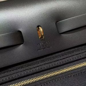 Hermes Herbag Messenger 39 Bag Noir Handmade In Militaire Canvas and Hunter Cowhide Gold Hardware - Image 16