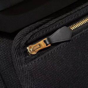 Hermes Herbag Messenger 39 Bag Noir Handmade In Militaire Canvas and Hunter Cowhide Gold Hardware - Image 11